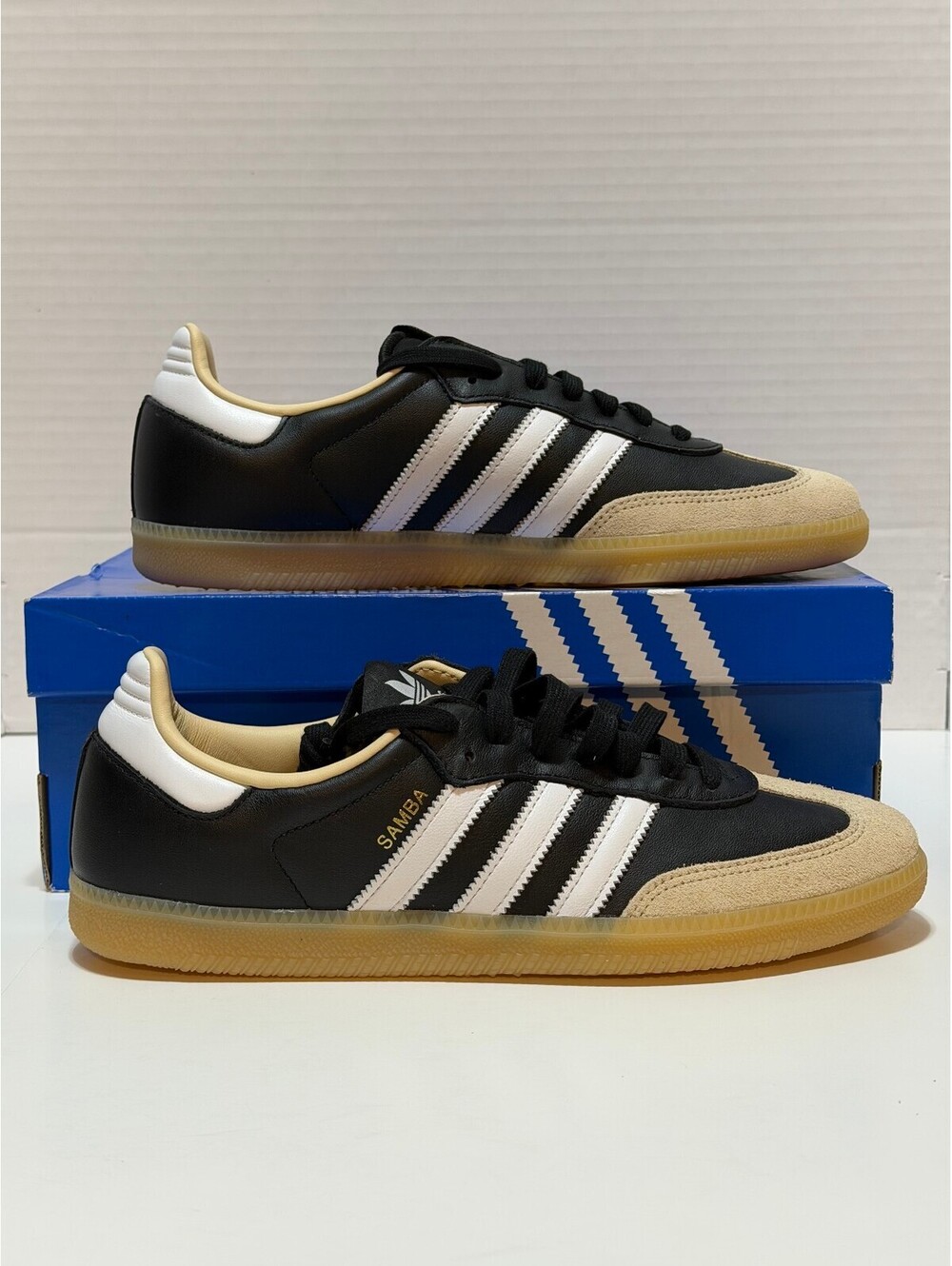 adidas Samba OG JS3832 Men's 9.5 Black White Gum Sneakers New w/ Box